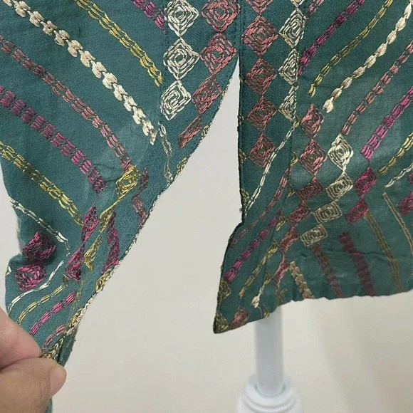 NWT Soft Surroundings Terrare Tunic Shirt Size S Green Embroidered - Picture 5 of 12